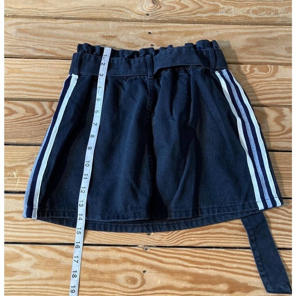 NWT Mustard Seed Stripe Side Denim Skirt Size Small Women’s Black Tie Waist - Picture 6 of 7